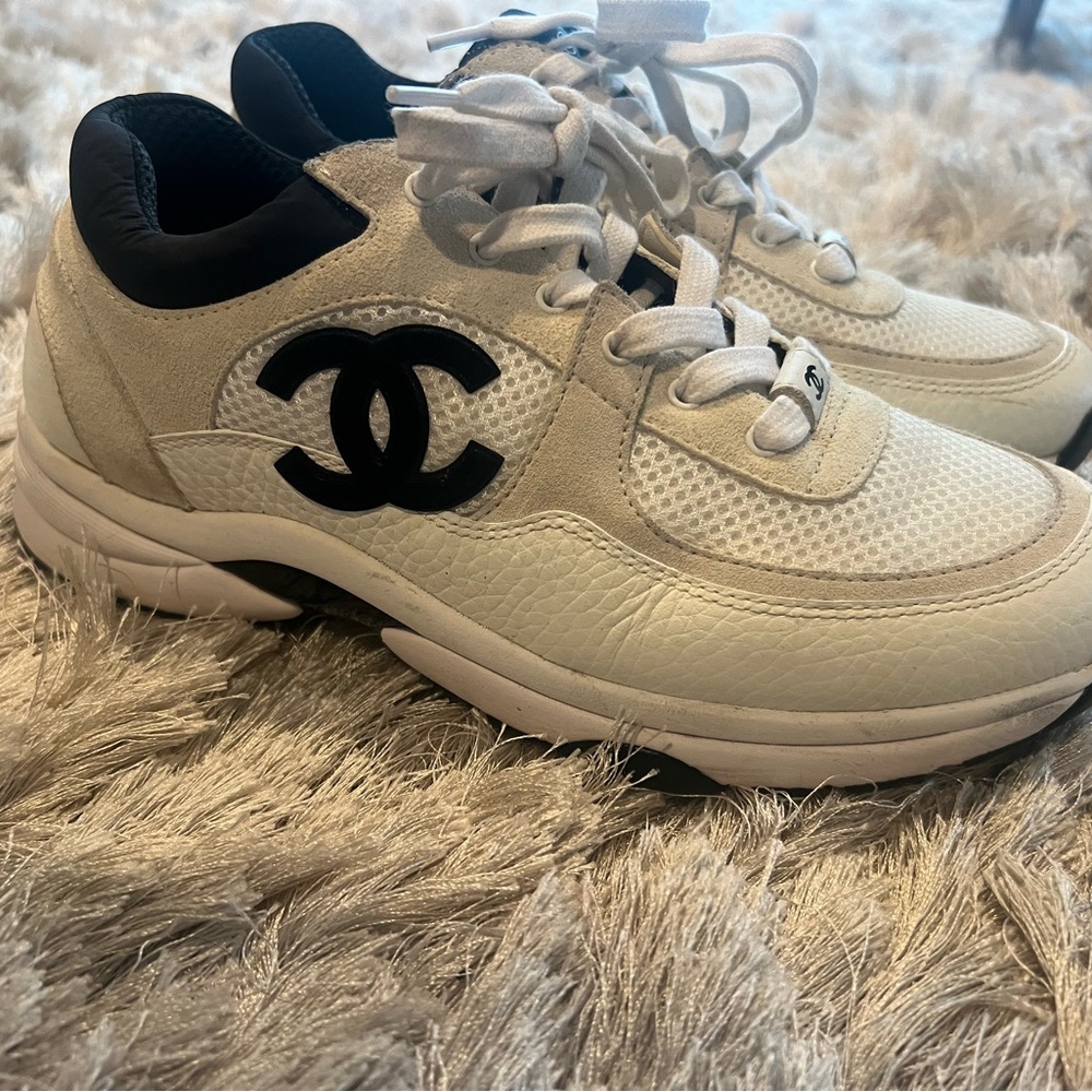 CHANEL Ivory and Ebony Athletic Shoes